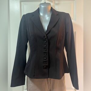 Nanette Lepore Black Blazer with ruffle details, Size 0